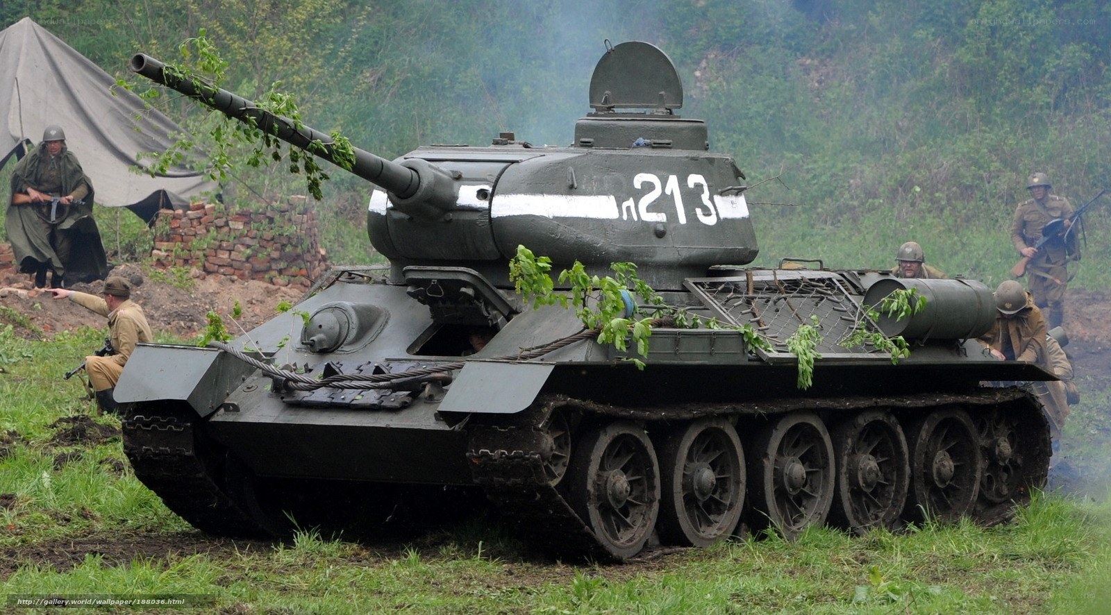 Soviet tank in combat reenactment