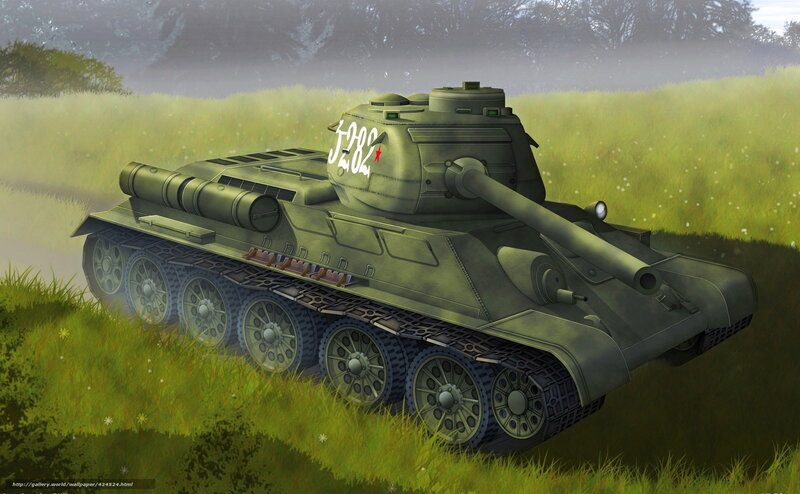 Soviet Tank in Field — Green, Serene