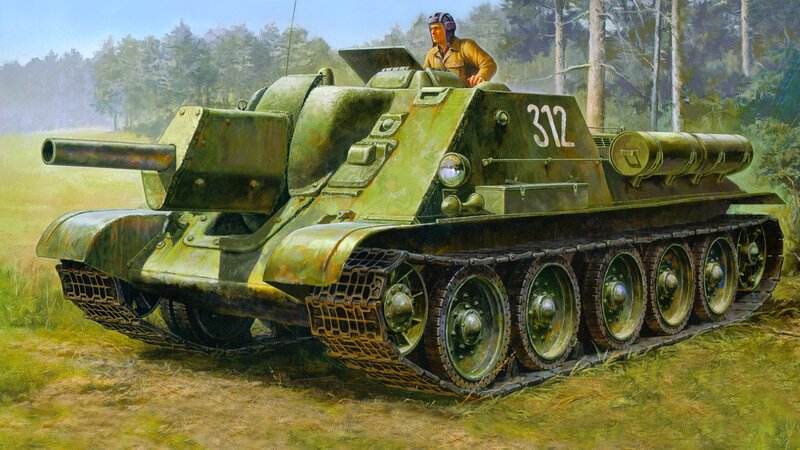 Soviet Tank in Field — Green
