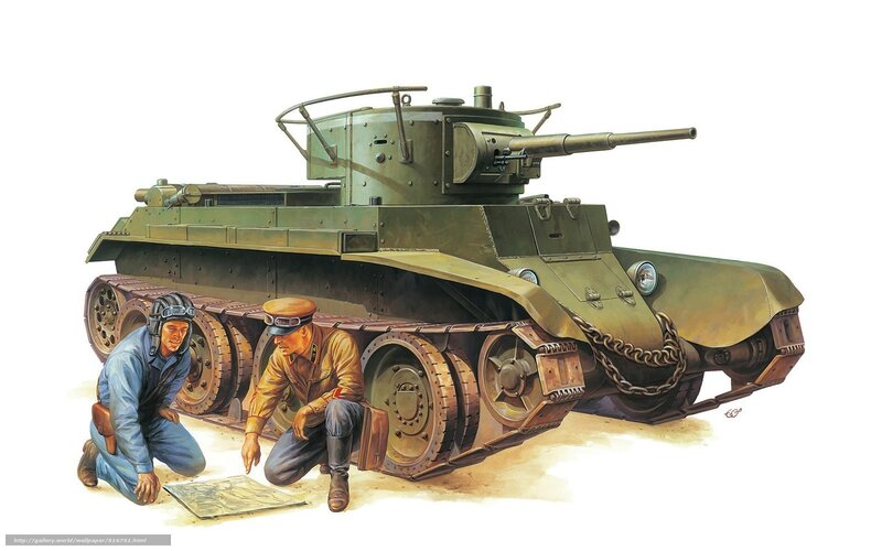 Soviet tank with crew