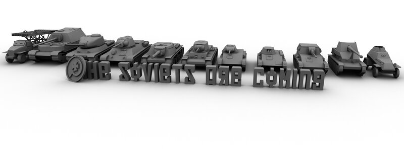 Soviet tanks and slogan
