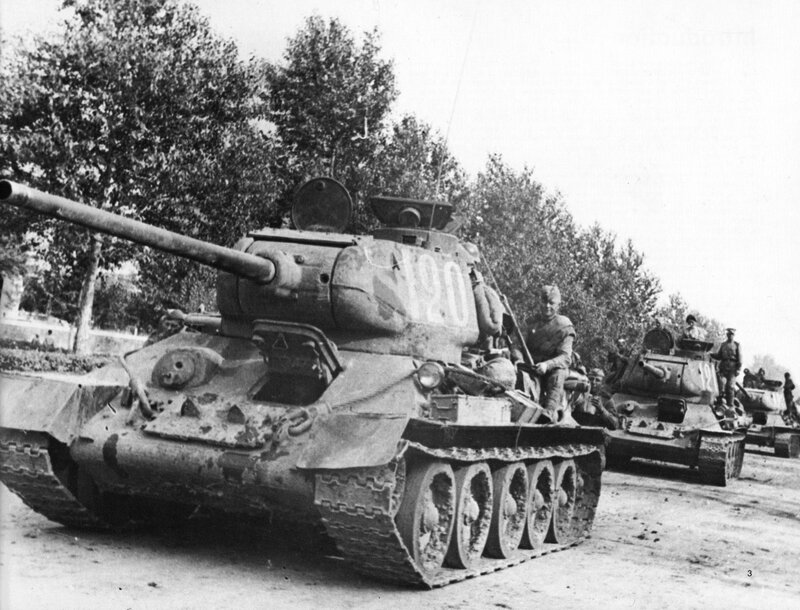 Soviet tanks on a road
