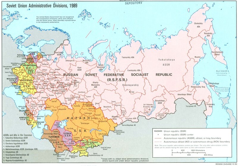 Soviet Union administrative divisions map