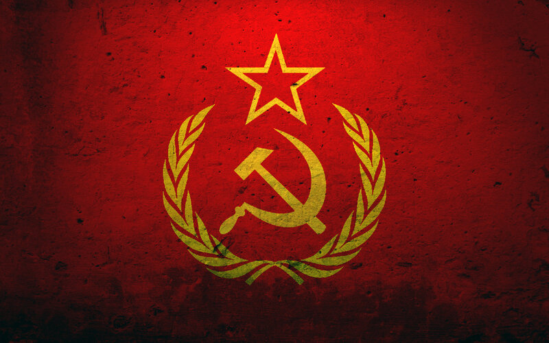 Soviet Union emblem on red background
