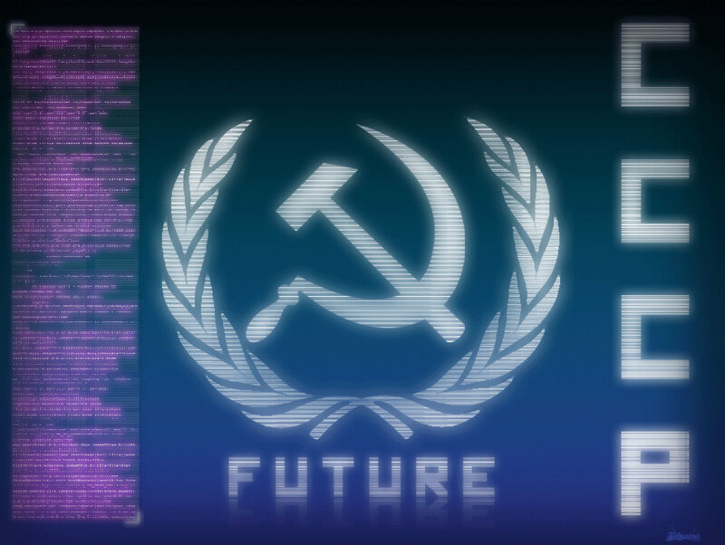 Soviet Union symbol with digital theme