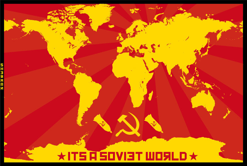 Soviet world map poster