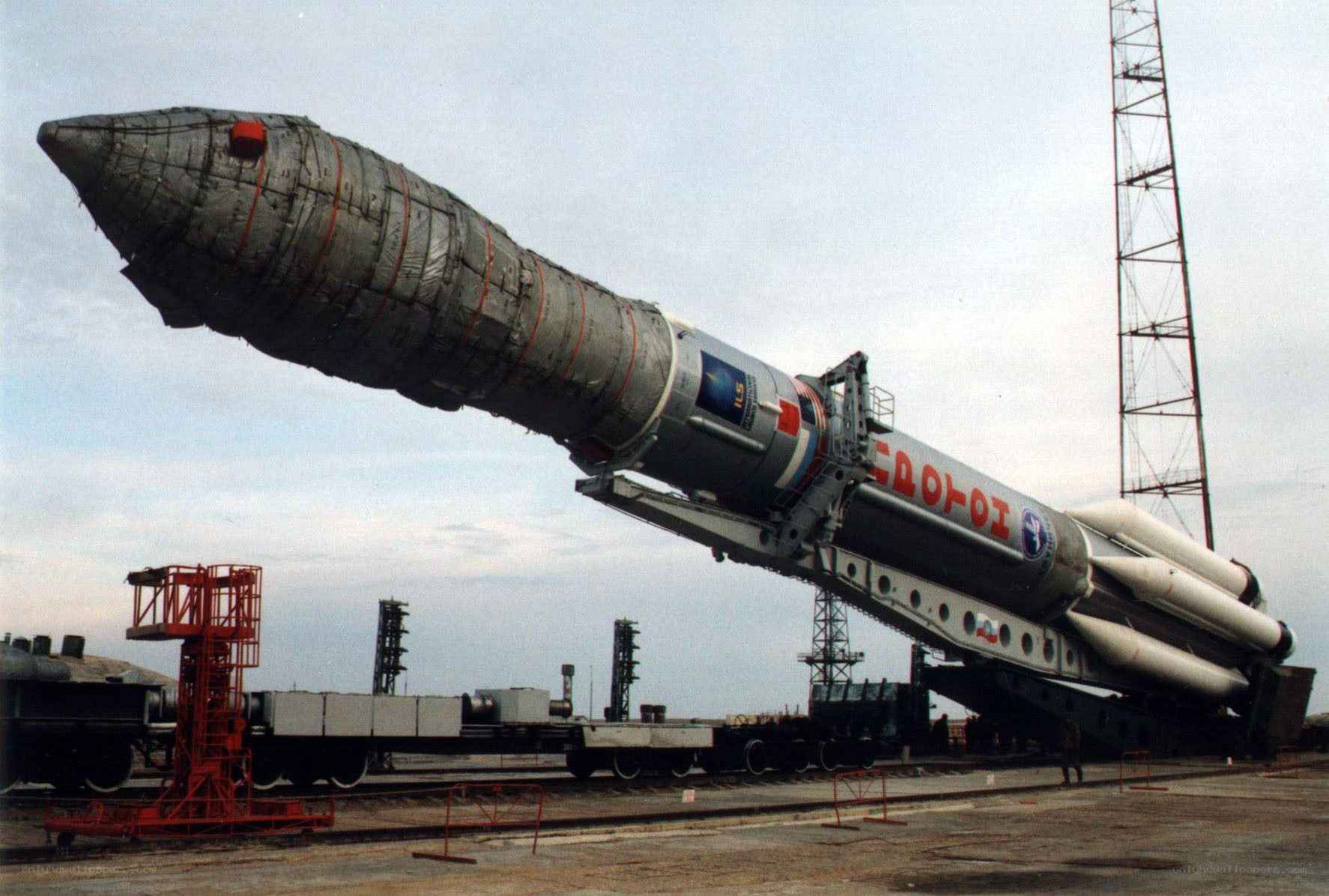 Soyuz rocket on launch pad