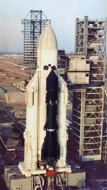 Soyuz rocket on launch pad