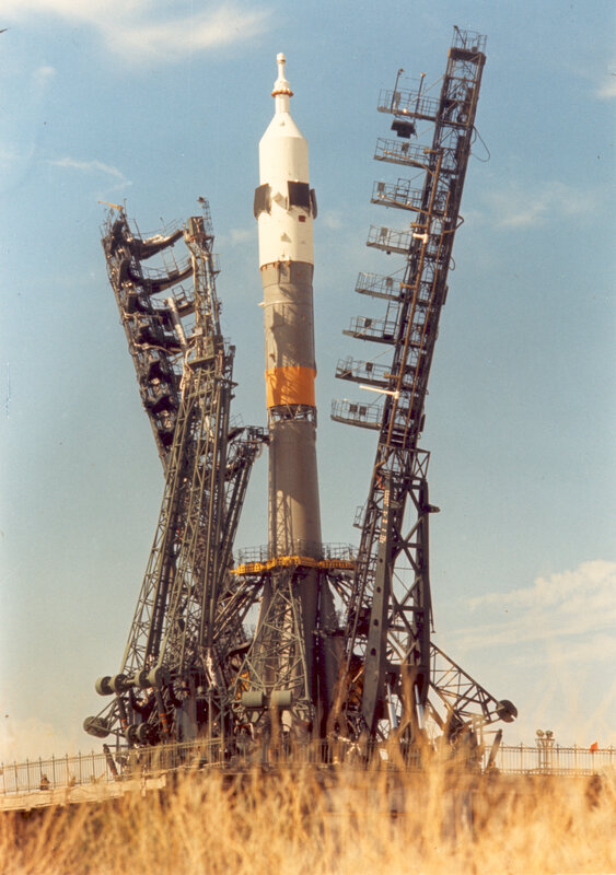 Soyuz rocket on launch pad