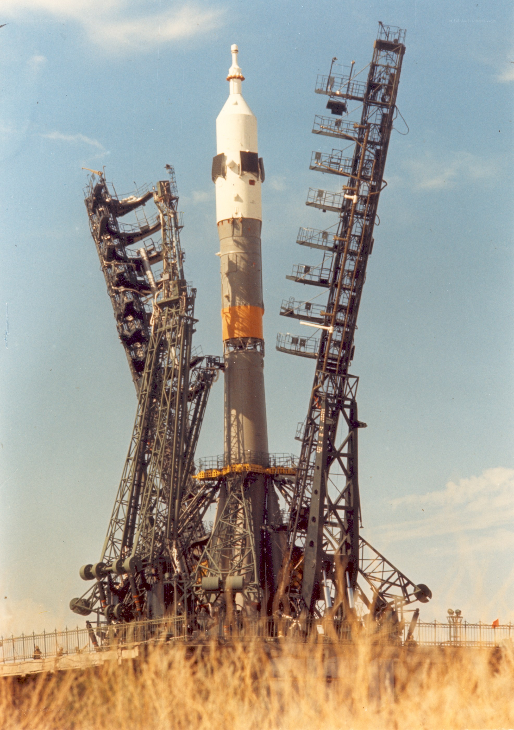 Soyuz rocket on launch pad
