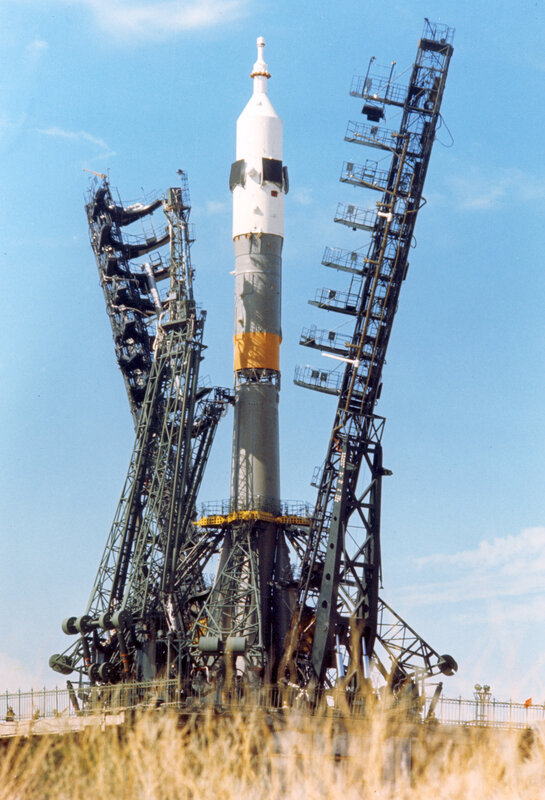 Soyuz rocket on launch pad