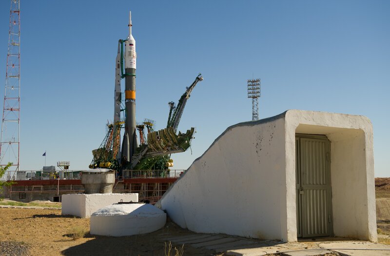 Soyuz Rocket on Launch Pad — Blue, Clear
