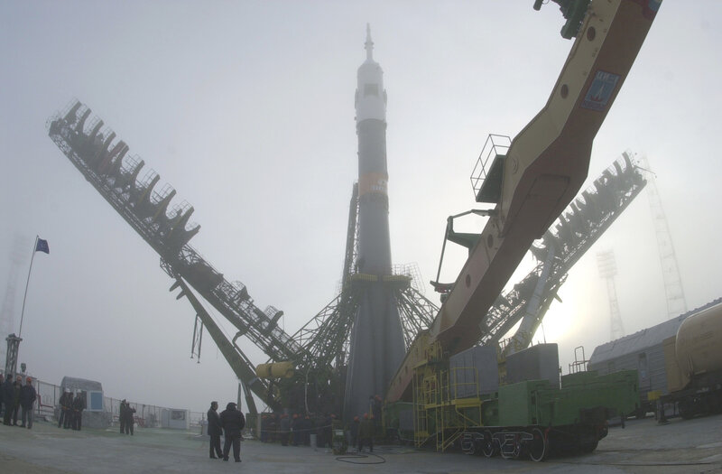 Soyuz Rocket on Launch Pad — Gray