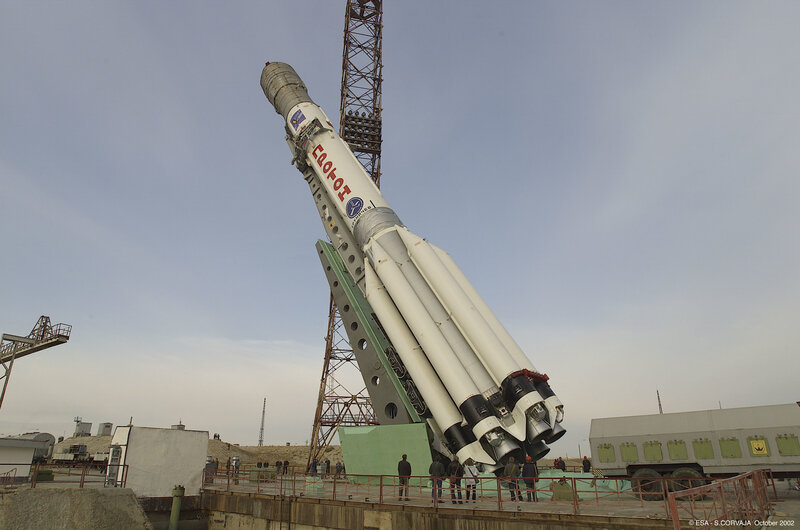Soyuz Rocket on Launch Pad — White