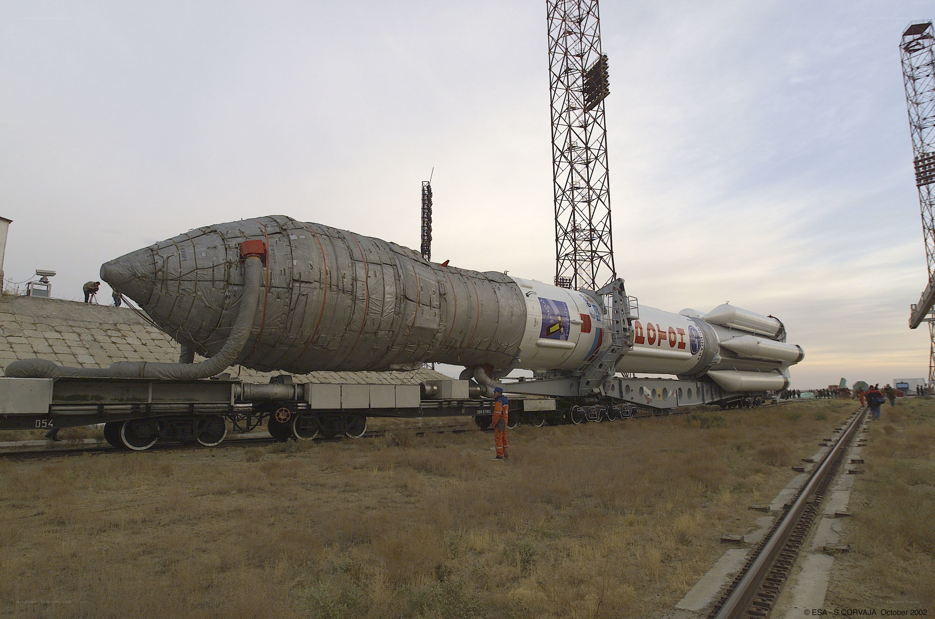 Soyuz rocket on transport