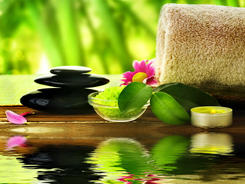 Spa Arrangement on Wood