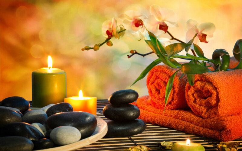 Spa Arrangement with Candles — Orange