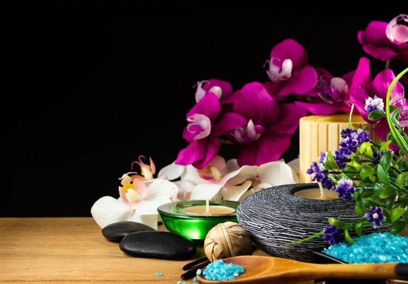 Spa Arrangement with Flowers — Purple