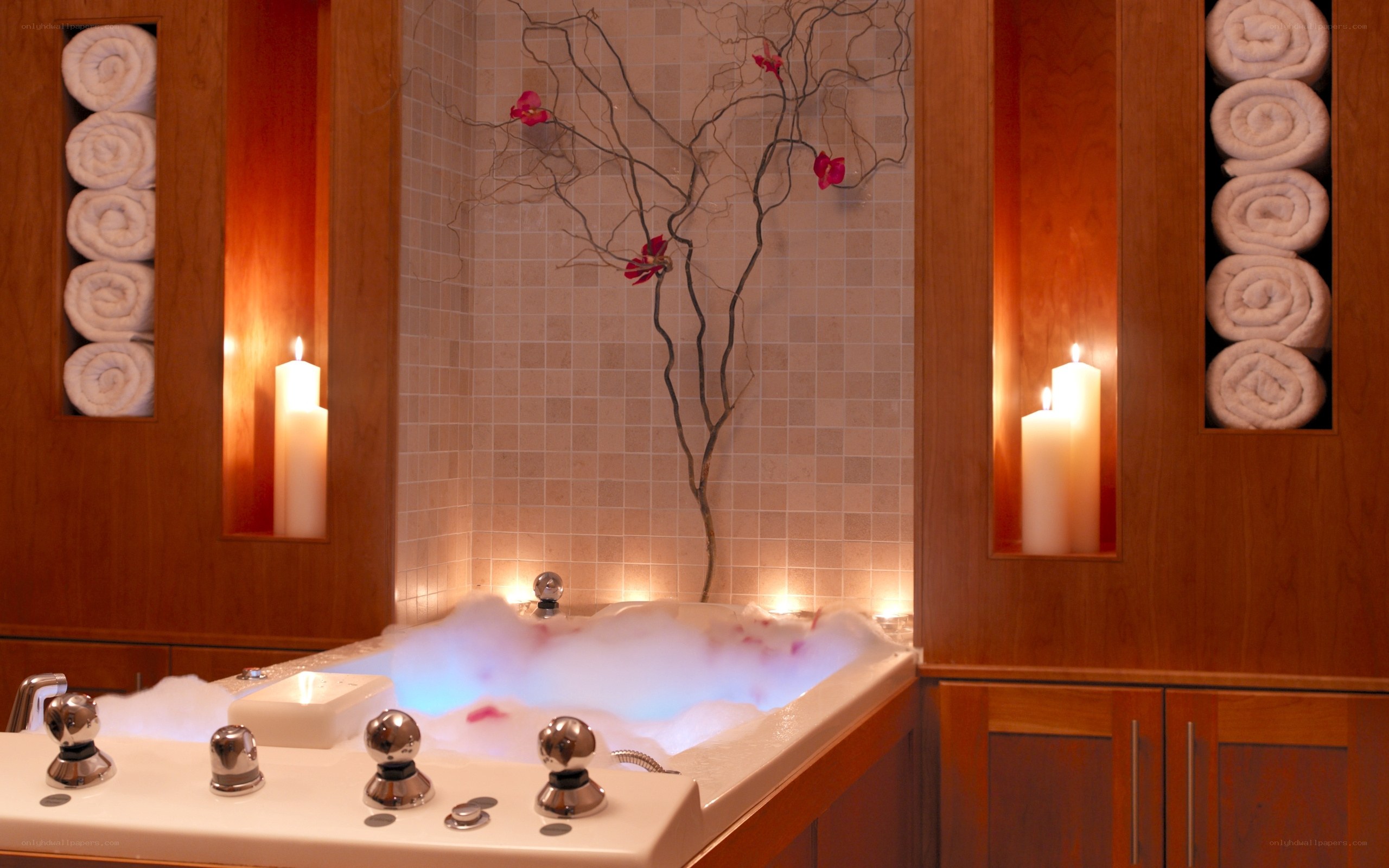 Spa bathroom with bubble bath