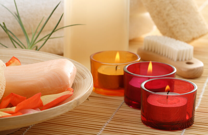 Spa candles and soap arrangement