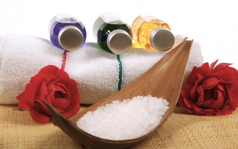 Spa essentials with bath salts
