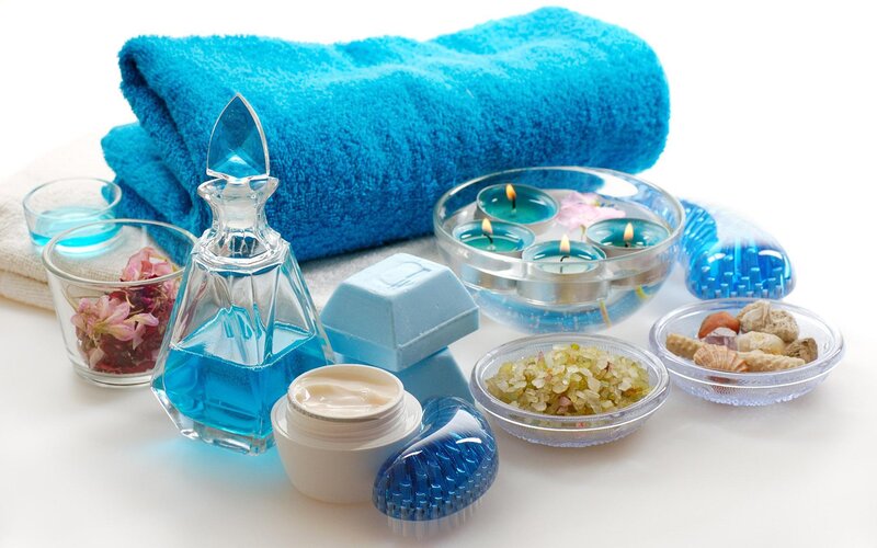 Spa items on white surface