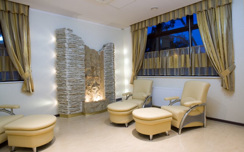 Spa lounge with stone feature