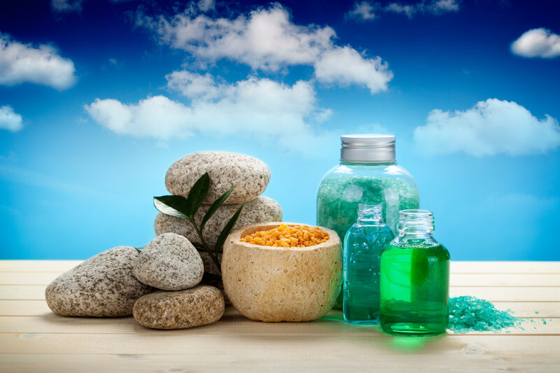 Spa Products on Wood