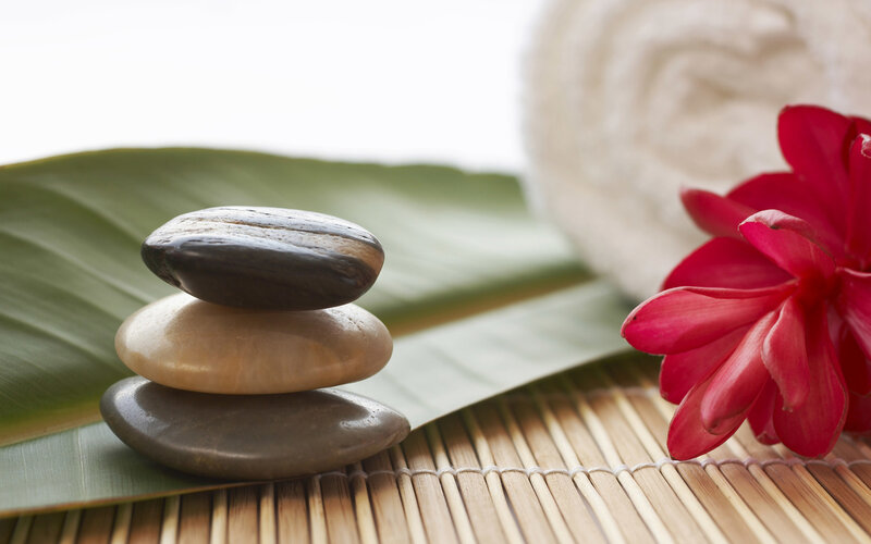 Spa stones and flower
