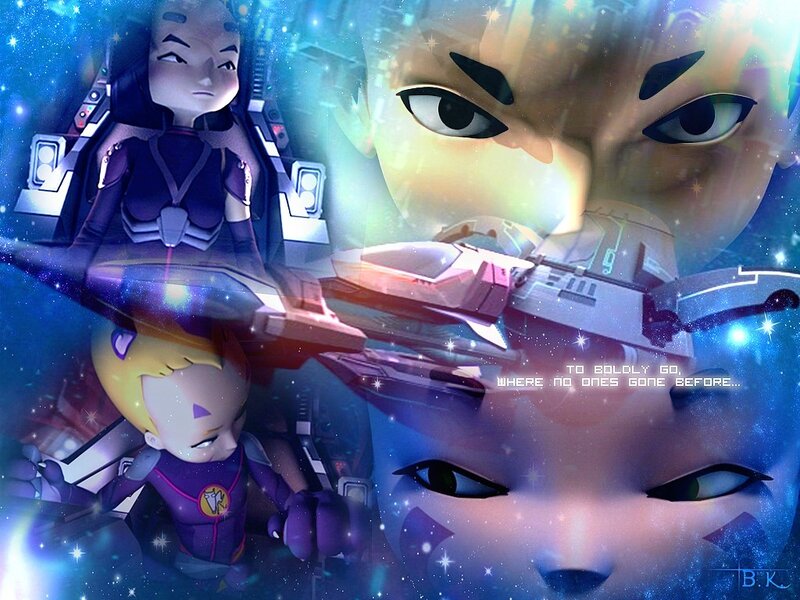 Space adventure characters collage