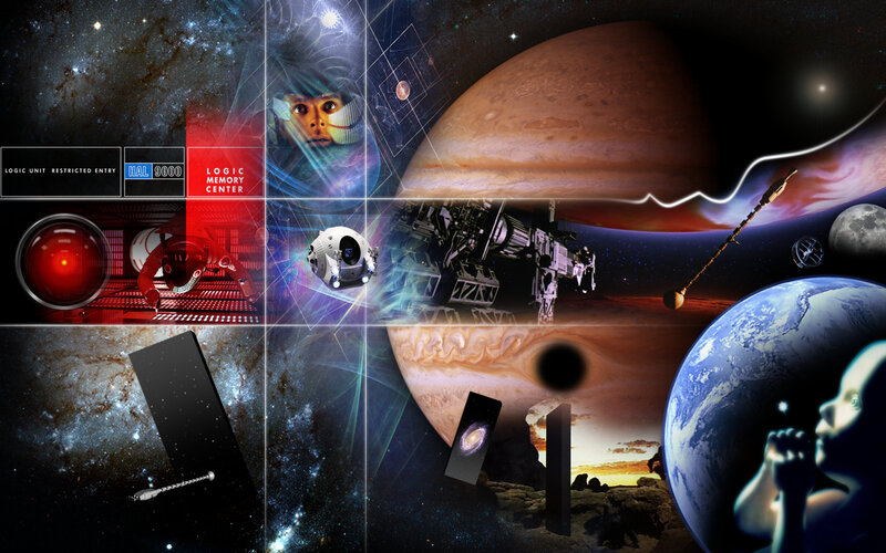 Space and AI collage