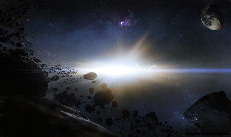 space asteroid field scene