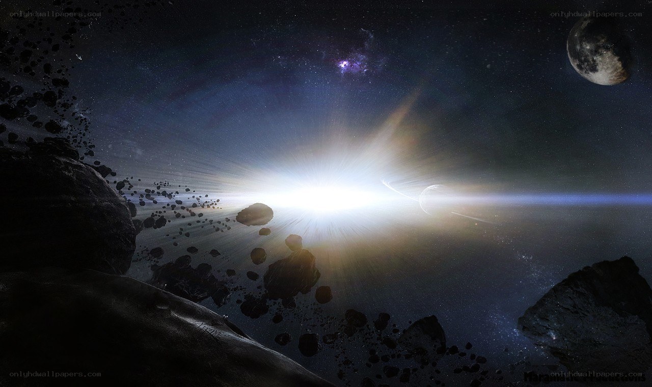 space asteroid field scene