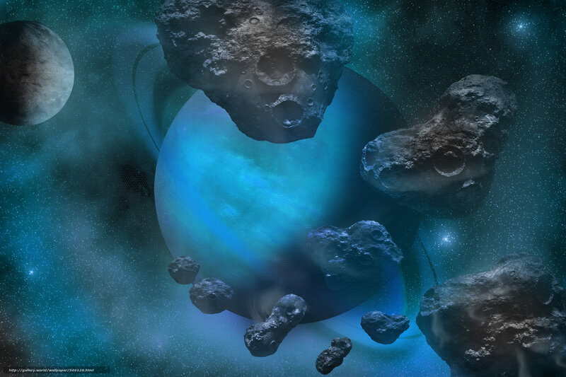 Space asteroids and planet