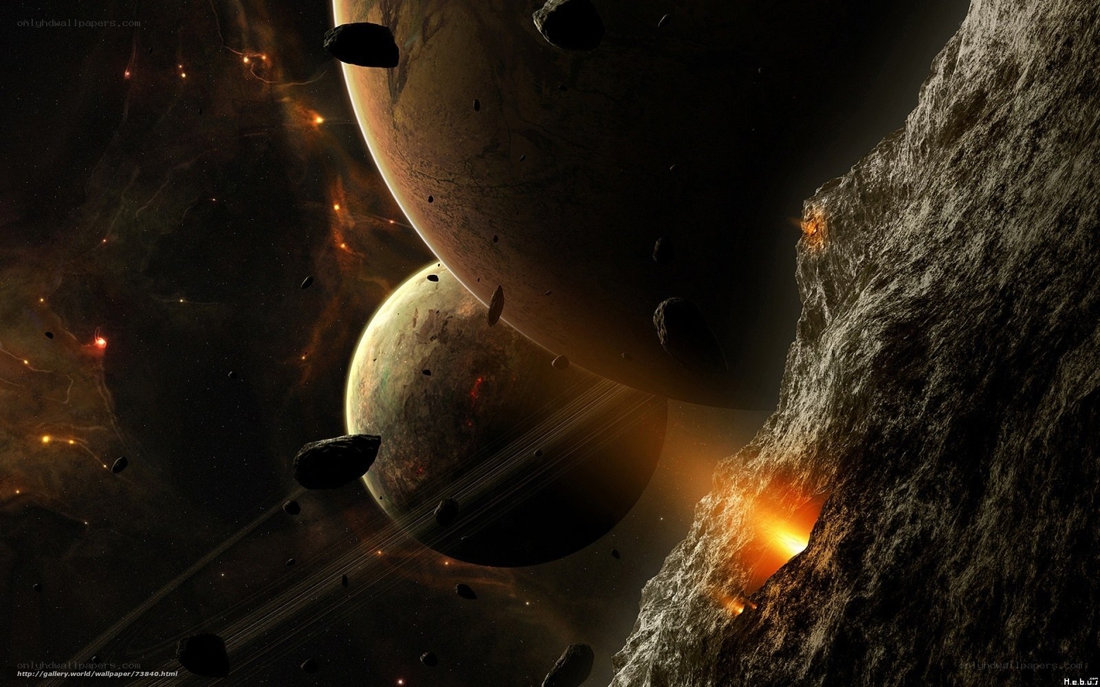 space asteroids and planets