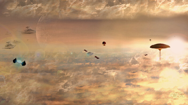 space battle above clouds