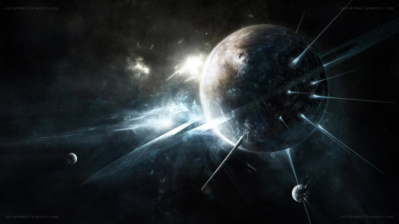 space battle around planet