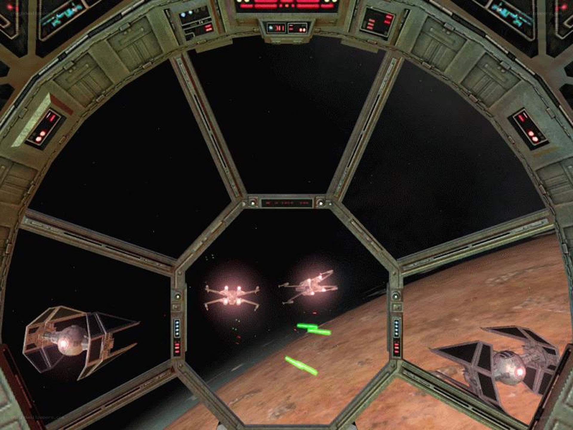 space battle from cockpit view