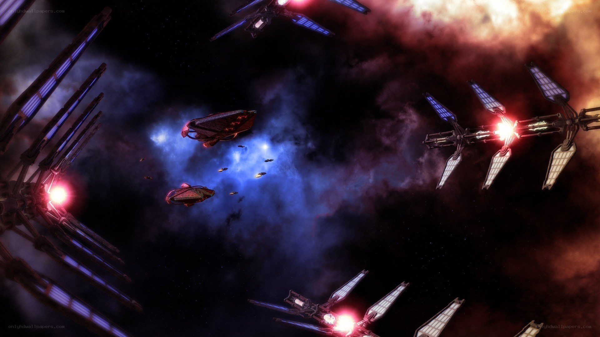 space battle in nebula