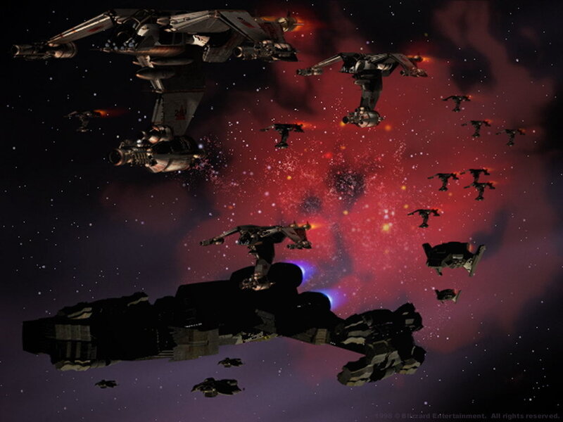 Space battle in nebula