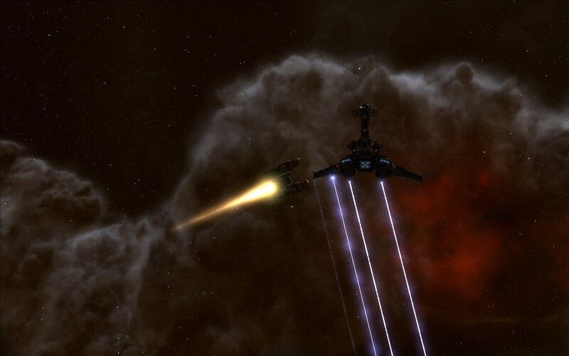 space battle in nebula