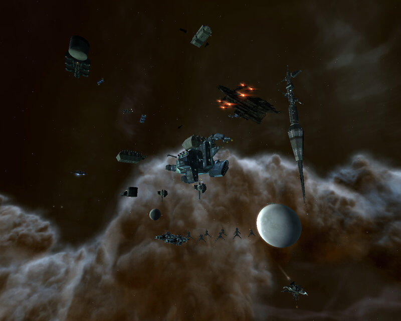 Space battle in nebula