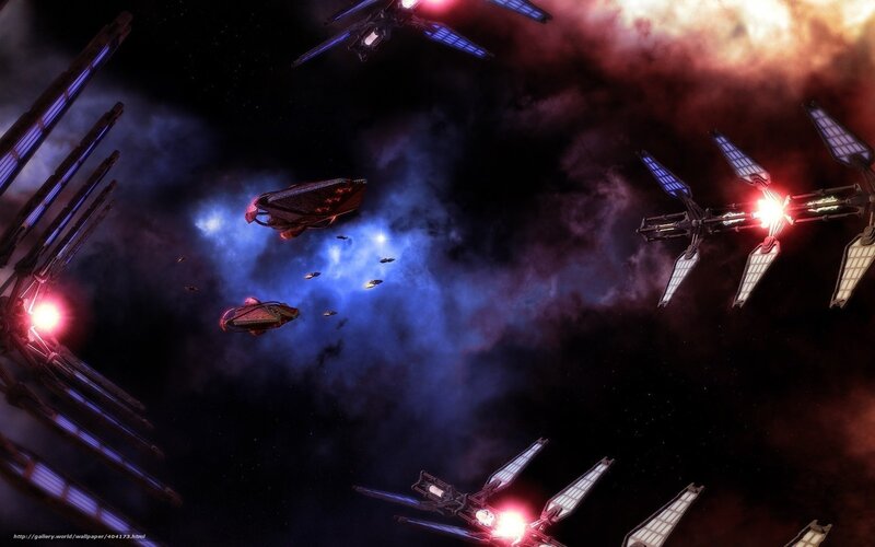 Space battle in nebula