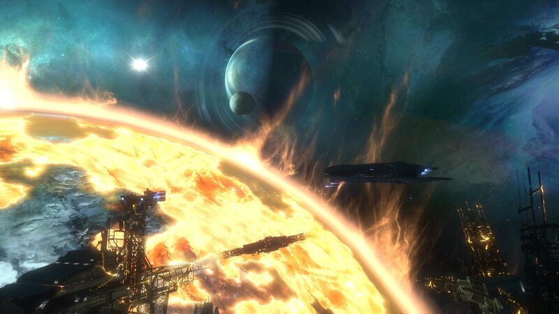 space battle near a dying star