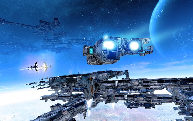 Space battle near a planet