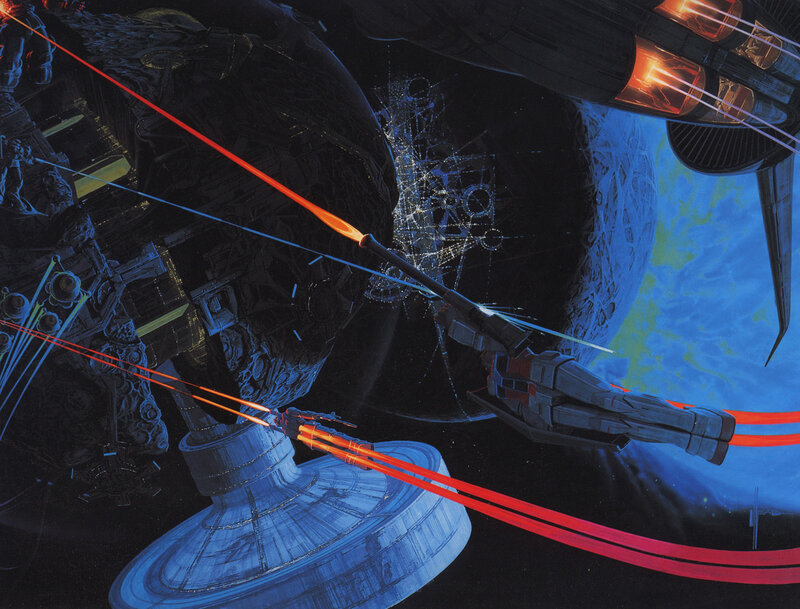 Space battle near a planet