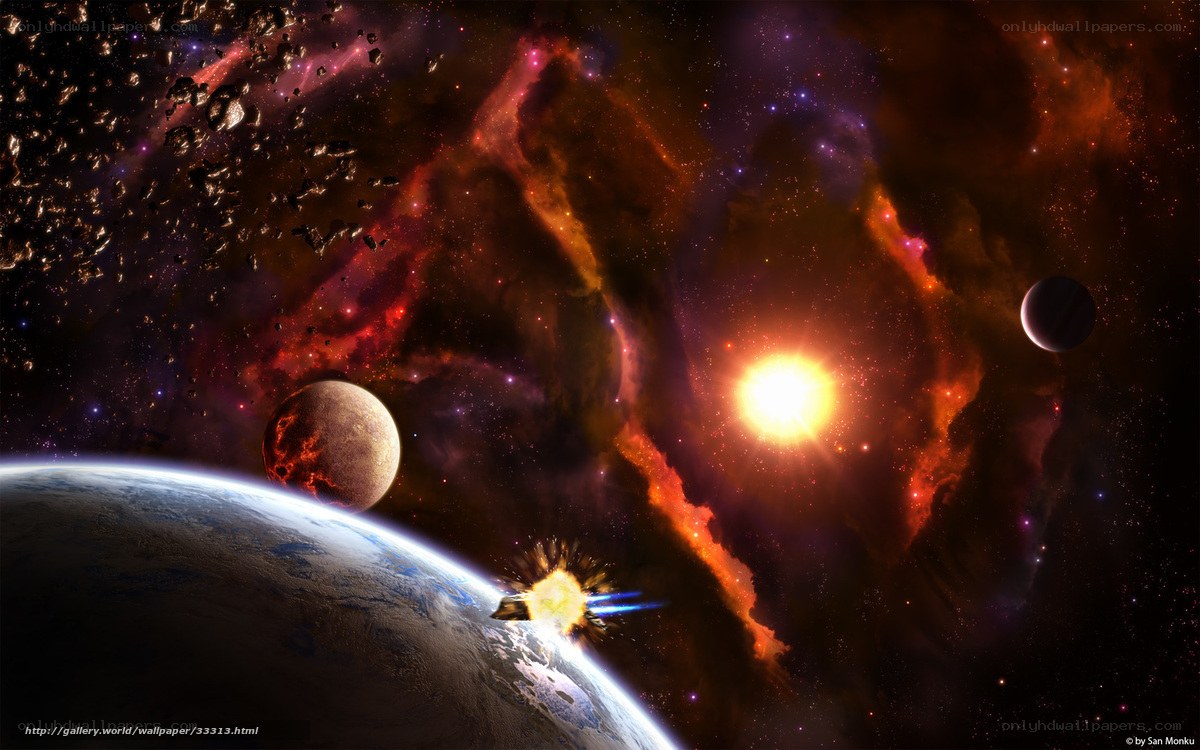 Space battle near a planet