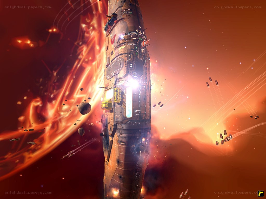 space battle near a star