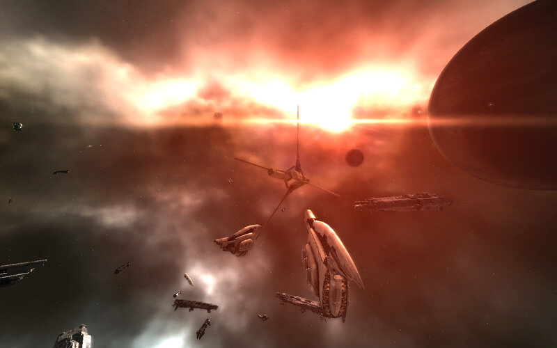 space battle near a star