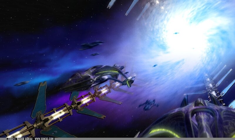 space battle near a wormhole
